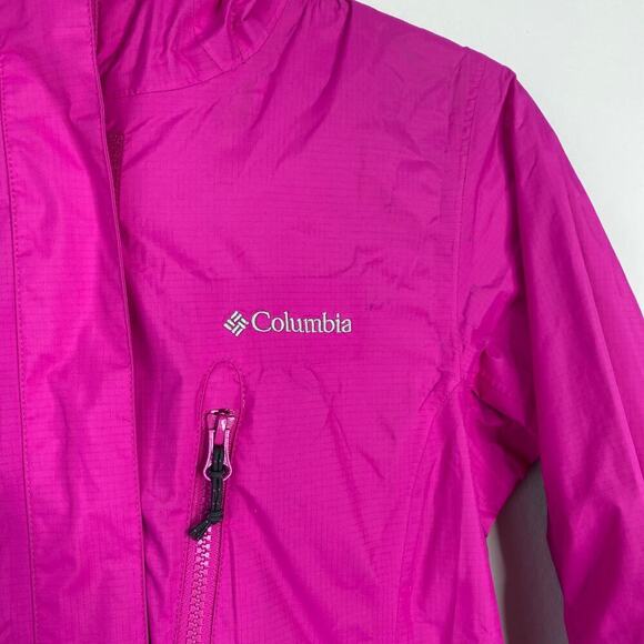 COLUMBIA Omni-Tech Waterproof Jacket Fuschia Pink Size Small Hooded Rain - Picture 4 of 9